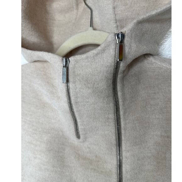 S Max Mara Tan Long Sleeve Front Zip Hooded Wool Angora Shacket 8 - Picture 4 of 16